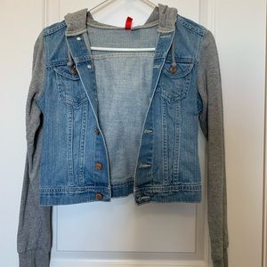 H&M Denim Jacket with Sweater Sleeves